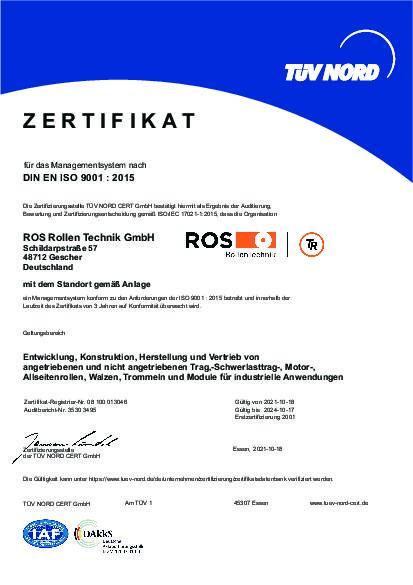 Zertifikat DIN EN ISO 9001 : 2015