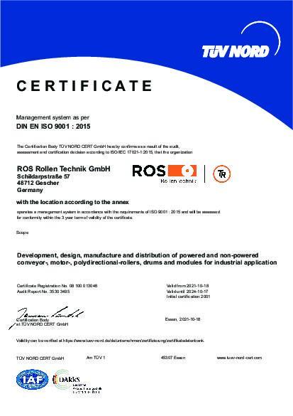 Certificate DIN EN ISO 9001 : 2015