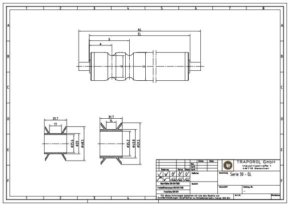 Technical sketches Tragrolle Angetrieben Serie 30 Gl