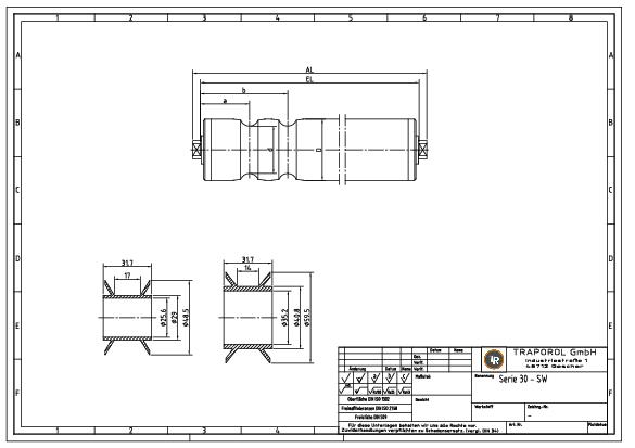 Technical sketches Tragrolle Angetrieben Serie 30 Sw