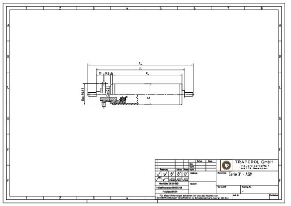 Technische Skizze Tragrolle Angetrieben Serie 31 Agm