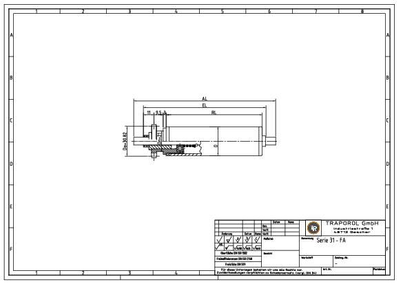 Technische Skizze Tragrolle Angetrieben Serie 31 Fa