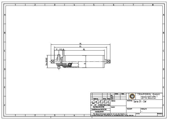 Technische Skizze Tragrolle Angetrieben Serie 31 Sw