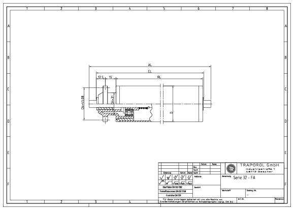 Technische Skizze Tragrolle Angetrieben Serie 32 Fa