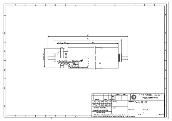 Technische Skizze Tragrolle Angetrieben Serie 32 M