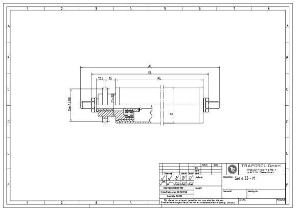 Technische Skizze Tragrolle Angetrieben Serie 33 M