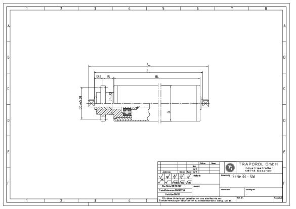 Technische Skizze Tragrolle Angetrieben Serie 33 Sw