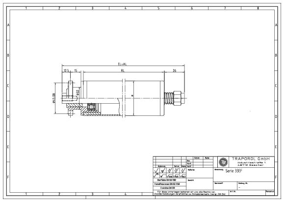 Technische Skizze Tragrolle Angetrieben Serie 33Ef