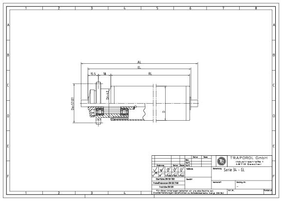 Technische Skizze Tragrolle Angetrieben Serie 34 Gl