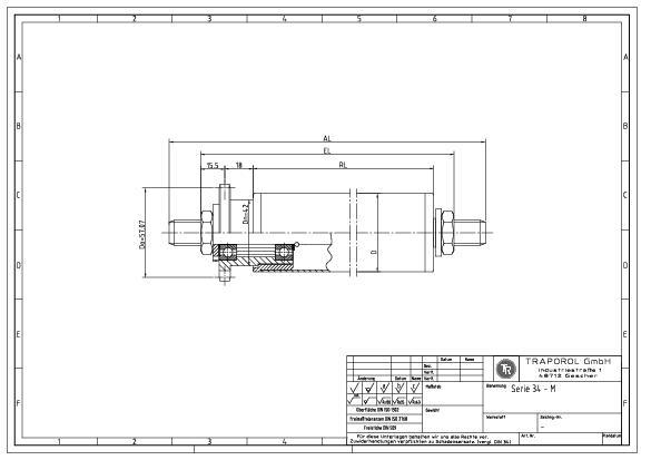 Technische Skizze Tragrolle Angetrieben Serie 34 M