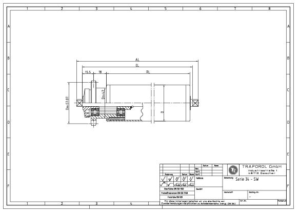 Technische Skizze Tragrolle Angetrieben Serie 34 Sw