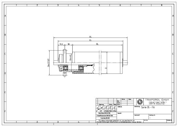 Technische Skizze Tragrolle Angetrieben Serie 35 Fa