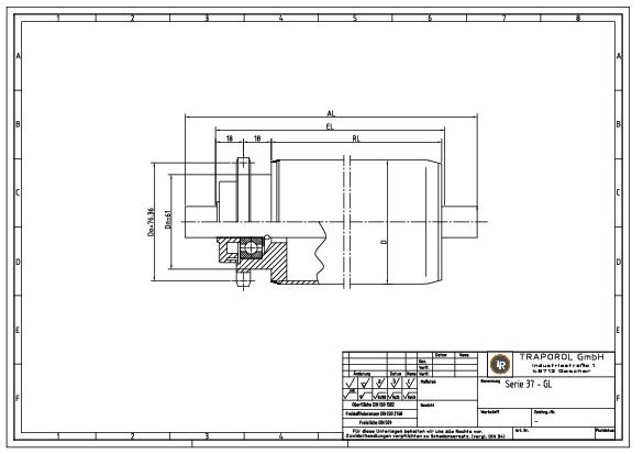 Technische Skizze Tragrolle Angetrieben Serie 37 Gl