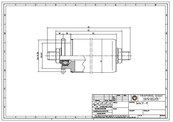 Technische Skizze Tragrolle Angetrieben Serie 37 M