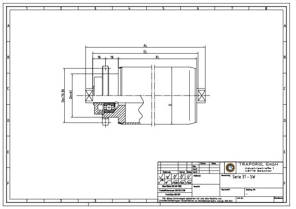 Technische Skizze Tragrolle Angetrieben Serie 37 Sw