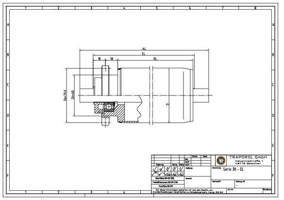 Technische Skizze Tragrolle Angetrieben Serie 38 Gl