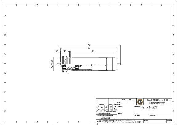 Technische Skizze Tragrolle Angetrieben Serie 40 Agm