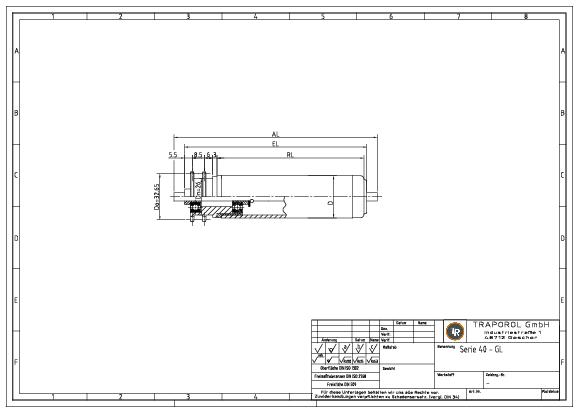 Technische Skizze Tragrolle Angetrieben Serie 40 Gl