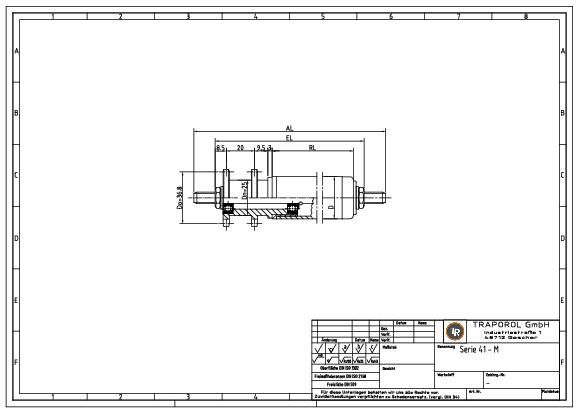 Technische Skizze Tragrolle Angetrieben Serie 41 M