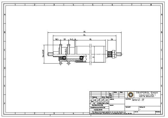 Technische Skizze Tragrolle Angetrieben Serie 42 Ef
