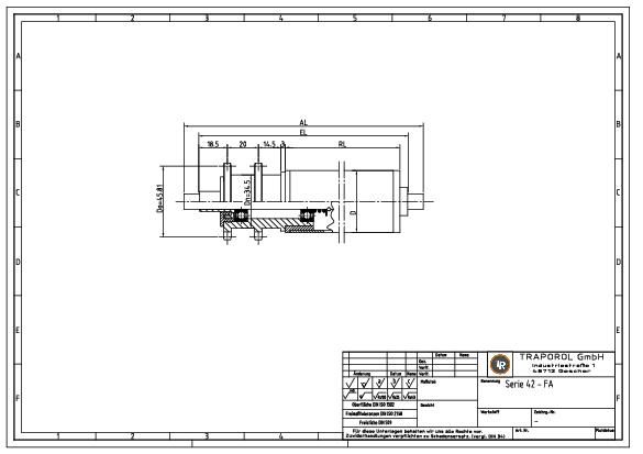 Technische Skizze Tragrolle Angetrieben Serie 42 Fa
