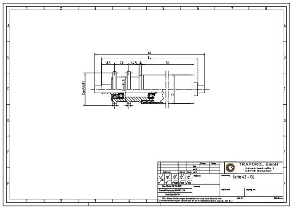 Technische Skizze Tragrolle Angetrieben Serie 42 Gl