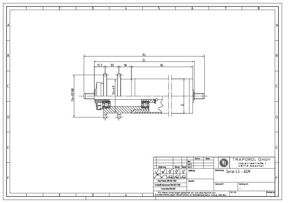 Technische Skizze Tragrolle Angetrieben Serie 43 Agm