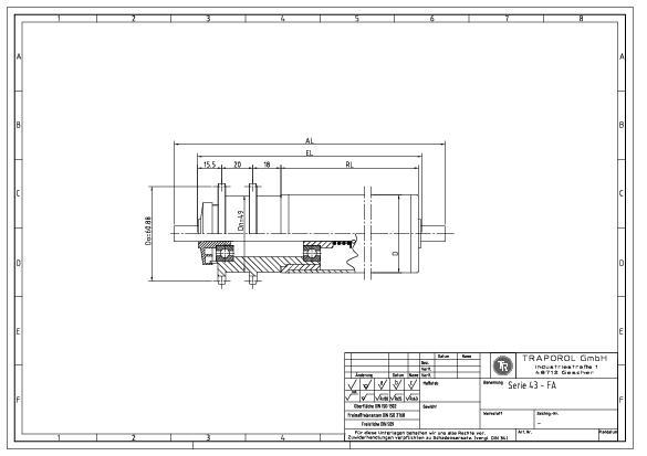 Technische Skizze Tragrolle Angetrieben Serie 43 Fa