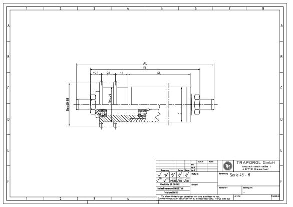 Technische Skizze Tragrolle Angetrieben Serie 43 M
