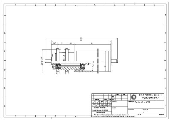 Technische Skizze Tragrolle Angetrieben Serie 44 Agm