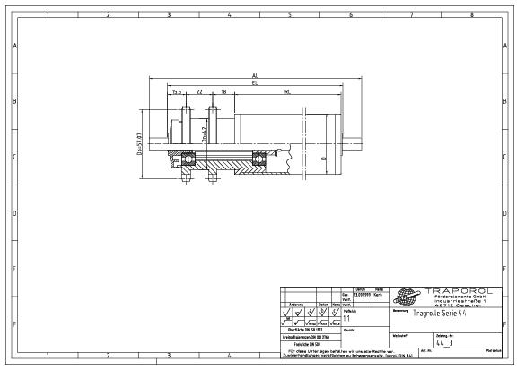 Technische Skizze Tragrolle Angetrieben Serie 44 Gl