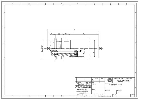 Technische Skizze Tragrolle Angetrieben Serie 44 Sw