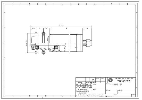 Technische Skizze Tragrolle Angetrieben Serie 45 Ef