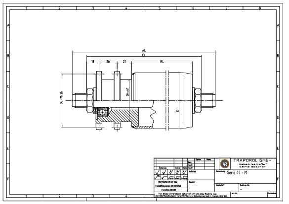 Technische Skizze Tragrolle Angetrieben Serie 47 M