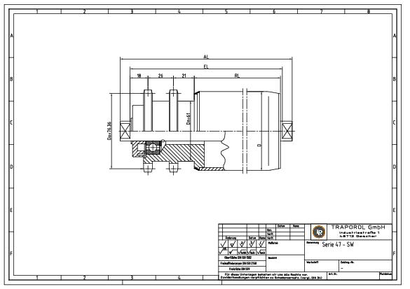 Technische Skizze Tragrolle Angetrieben Serie 47 Sw