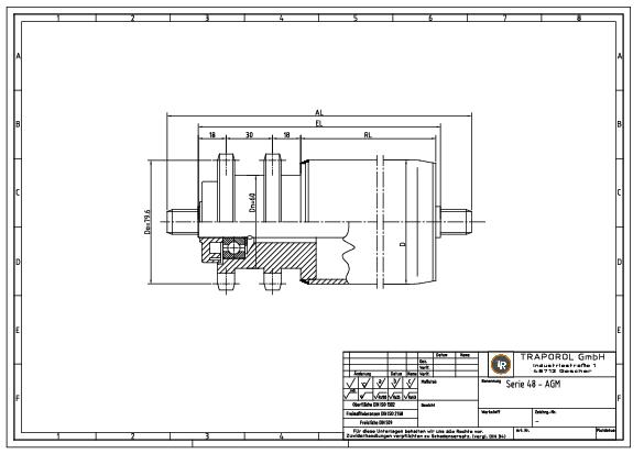 Technische Skizze Tragrolle Angetrieben Serie 48 Agm