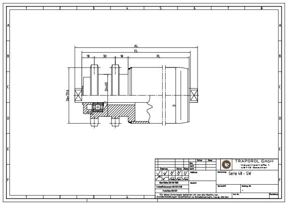 Technische Skizze Tragrolle Angetrieben Serie 48 Sw