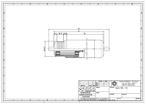 Technische Skizze Tragrolle Angetrieben Serie 56K Fa