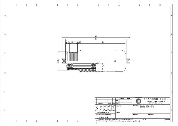 Technische Skizze Tragrolle Angetrieben Serie 56K Sw