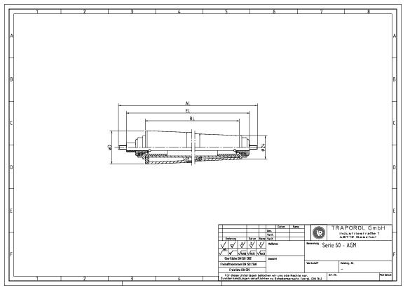 Technische Skizze Tragrolle Konisch Serie 60 Agm