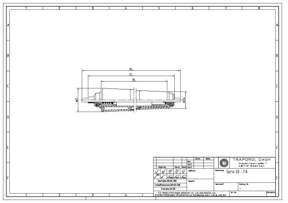 Technische Skizze Tragrolle Konisch Serie 60 Fa