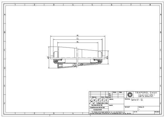 Technische Skizze Tragrolle Konisch Serie 61 Gl