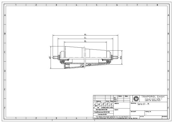 Technische Skizze Tragrolle Konisch Serie 61 M