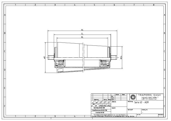 Technische Skizze Tragrolle Konisch Serie 62 Agm