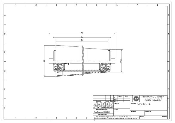 Technische Skizze Tragrolle Konisch Serie 62 Fa