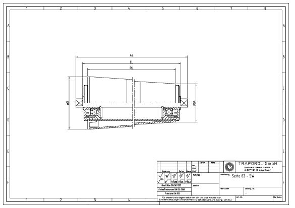 Technische Skizze Tragrolle Konisch Serie 62 Sw