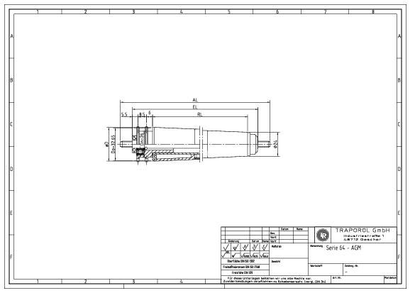 Technische Skizze Tragrolle Konisch Serie 64 Agm