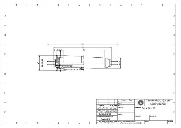 Technische Skizze Tragrolle Konisch Serie 64 M