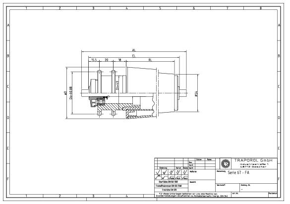 Technische Skizze Tragrolle Konisch Serie 67 Fa