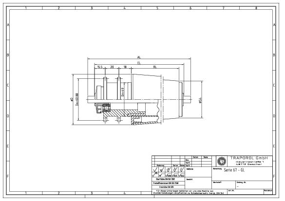Technische Skizze Tragrolle Konisch Serie 67 Gl
